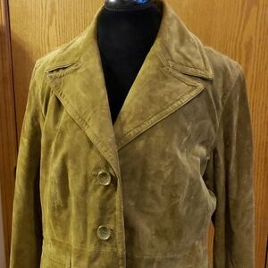 Terry lewis classic luxuries sage green suede coat